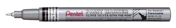 Маркер перманентный Paint 0.6 мм, пулевидный 12 шт, MFP10-Z серебро, Pentel