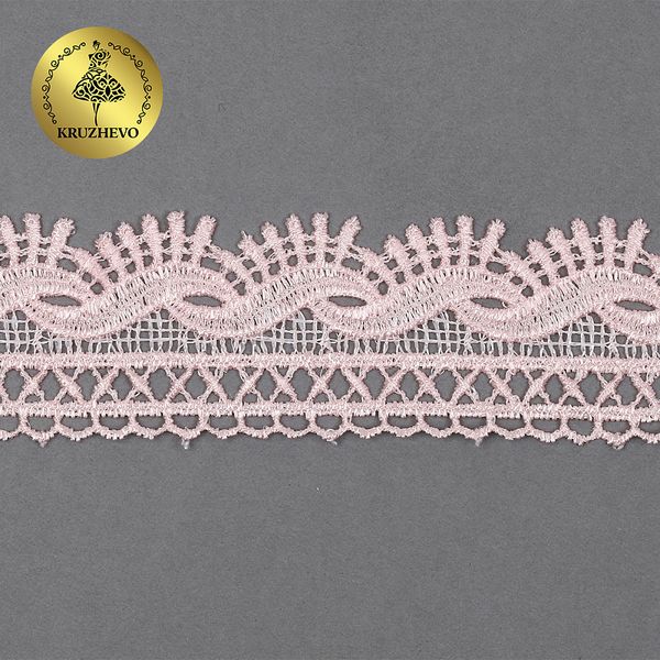 Кружево гипюр (плетёное) 40 мм, цв.6 бл.розовый уп. 9 м, Kruzhevo