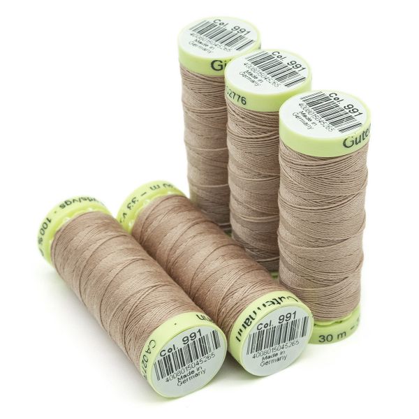 Нитки отделочные Gutermann Top Stitch, 30м, 991 розово-бежевая пудра, 5 катушек