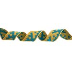 Лента (тесьма) жаккардовая 18.0 мм / 25 метров, Орнамент для северных народов, рис 6753 желтый-бирюзовый, Gamma С3771