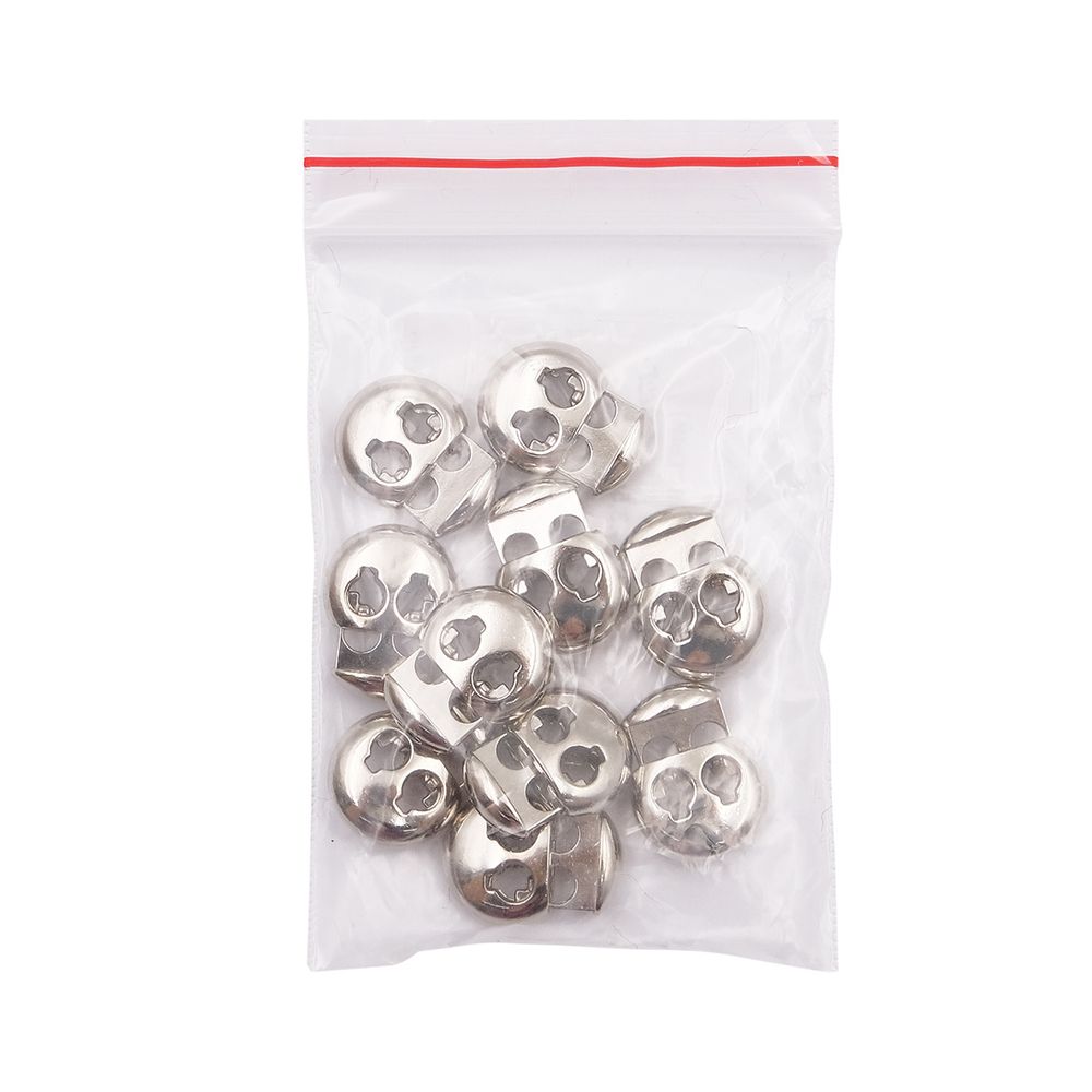 Фиксатор (зажим) для шнура металл 2 отв., 20.5х15.6 мм, ⌀3.5 мм, металл, Silver (серебристый), MFR12, 10 шт