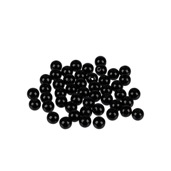 Бусины пластик ⌀6 мм, 50±2 шт, №02 черный, Zlatka PB-1