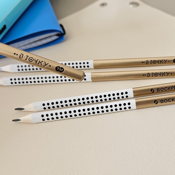 Карандаш чернографитный трехгранный заточенный ТМ (HB) 12 шт, 03 золотой, ВКФ 12Д-3000