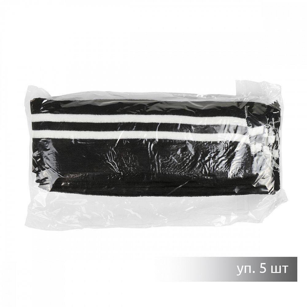 Подвяз (довяз) трикотажный 6.0х80 см, черный с белыми полосами, 100% п/э, 5 штук