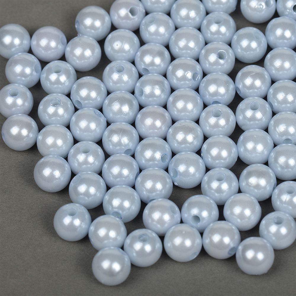 Бусины пластик (перламутр) ⌀10 мм, цв.A26 голубой, уп.500г (960 шт), Magic4Hobby