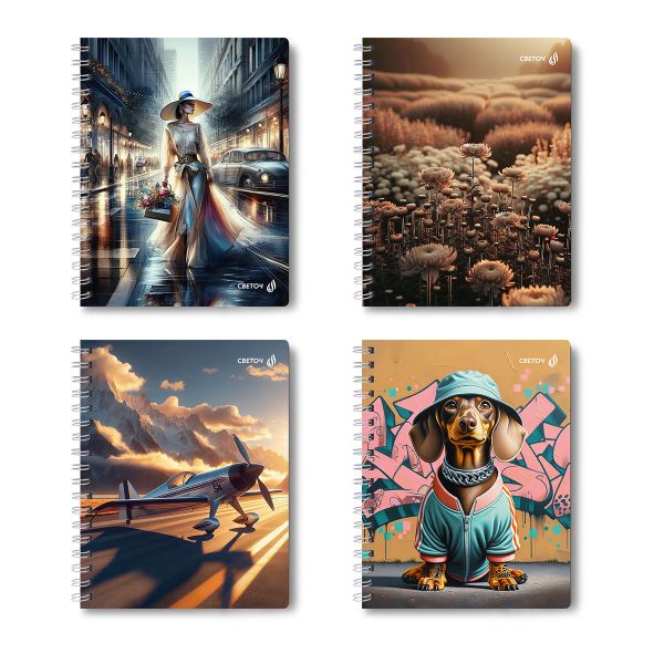 Тетрадь ученическая общая с двойной обложкой, A5 96 л. на гребне 65 г/м², белизна 100 %, 4 шт, клетка, 01210 МИКС - Супер - ассорти, Светоч Т118