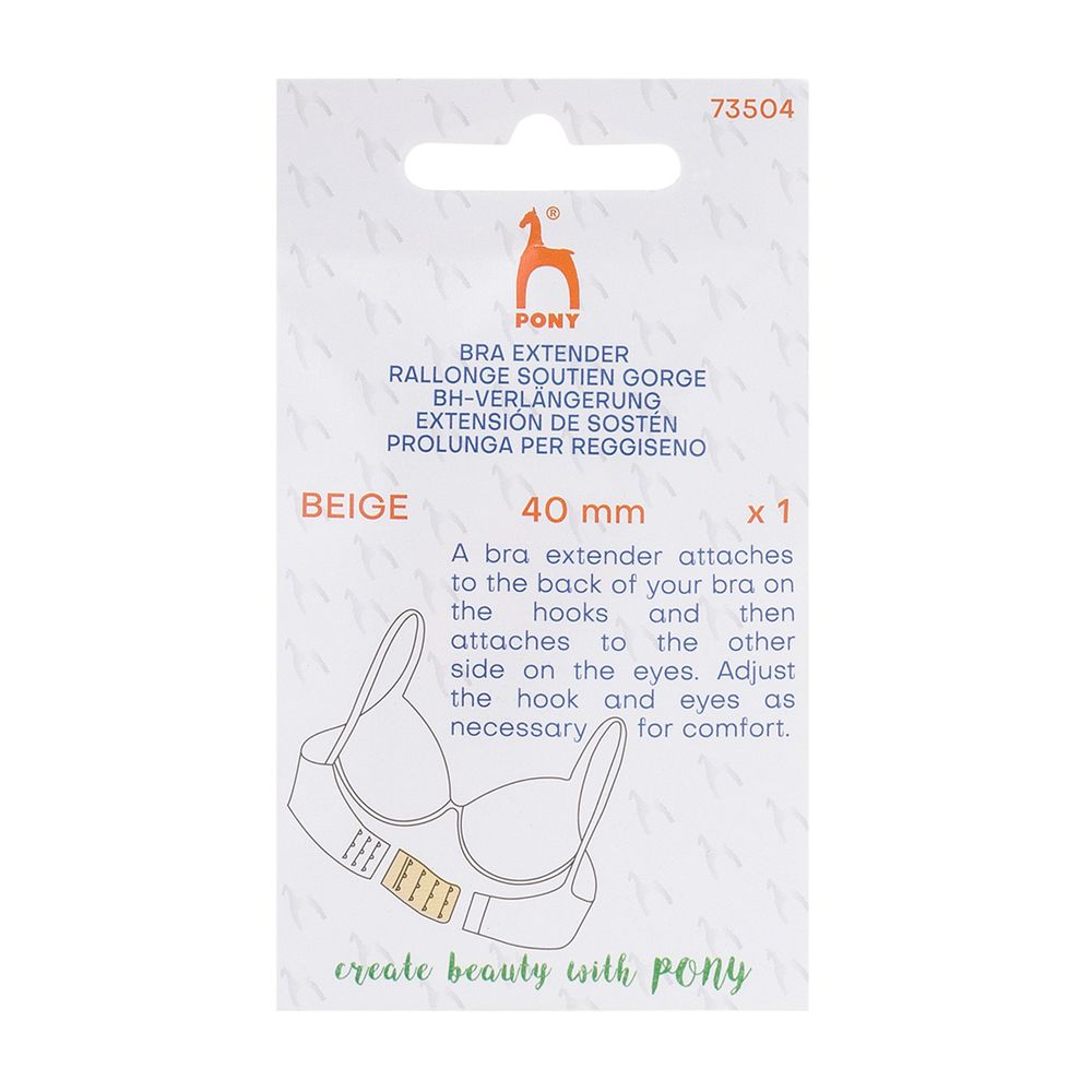 Удлинитель застежки для бюстгальтера 3*2, 40 мм, бежевый, 1 шт, Pony, 73504
