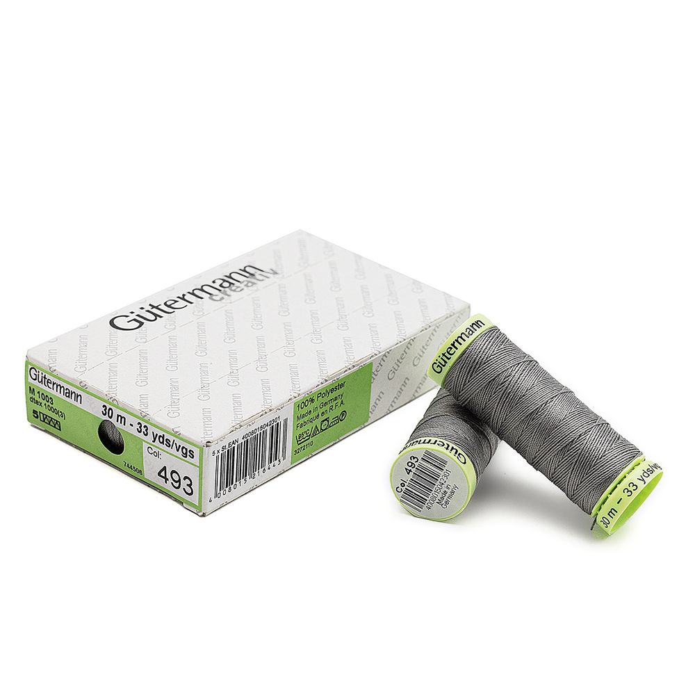 Нитки отделочные Gutermann Top Stitch, 30м, 493 пепельно-серый, 5 катушек