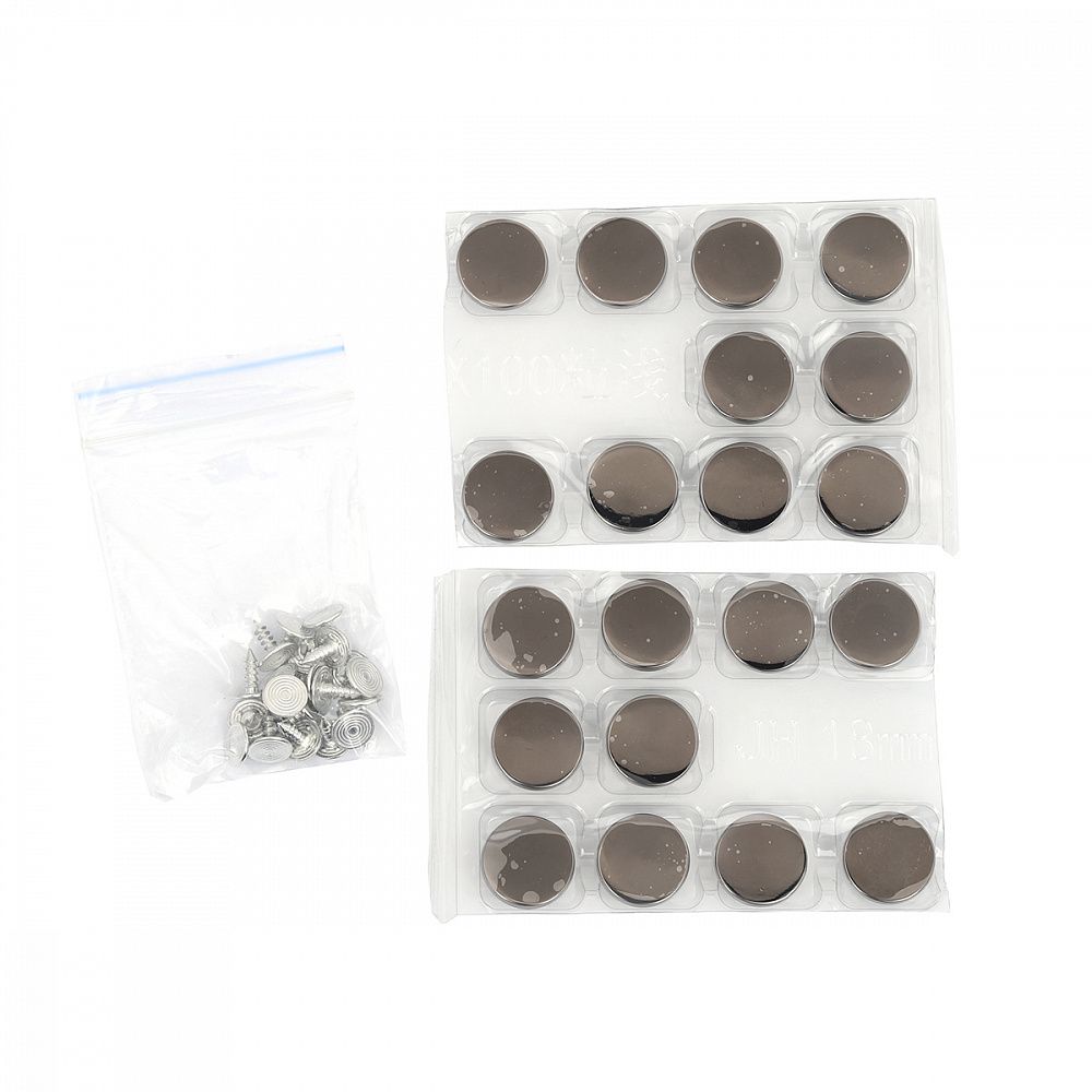 Пуговицы джинсовые ⌀18 мм, фиксированная ножка, металл, TBY-1357 черный никель уп.20 шт