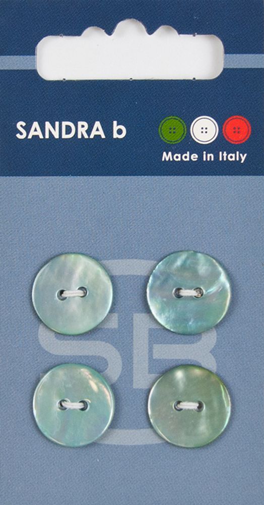 Пуговицы Sandra, 15 мм, 4 шт, перламутр, голубой