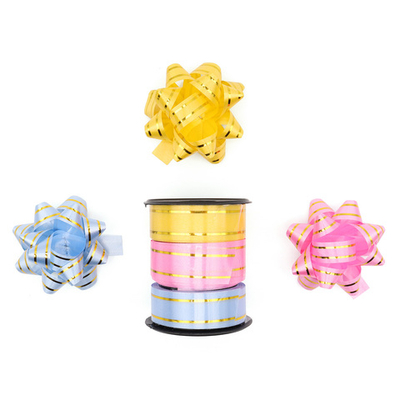 Набор для упаковки: 3 ленты + 3 бантика, AR397, желтый/розовый/голубой