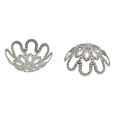 Шапочка для бусин, 15мм 30 шт в упак, Астра, Никель, S090552