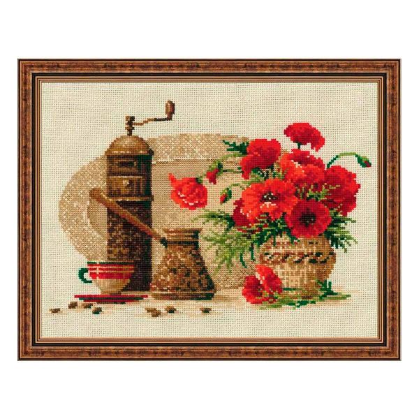 Набор для вышивания нитками Риолис, Кофе, 30х24 см