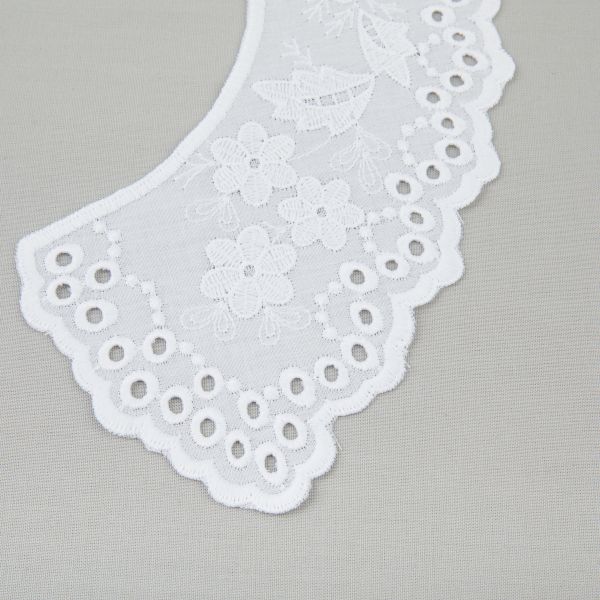 Пришивной кружевной воротник шитьё 120 мм, 5 пар Турция, белый, Gamma VYEM-23-01M