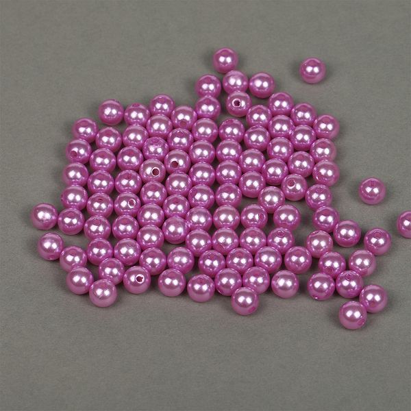 Бусины пластик (перламутр) ⌀10 мм, цв.093 т.сиреневый, уп.500г (960 шт), Magic4Hobby