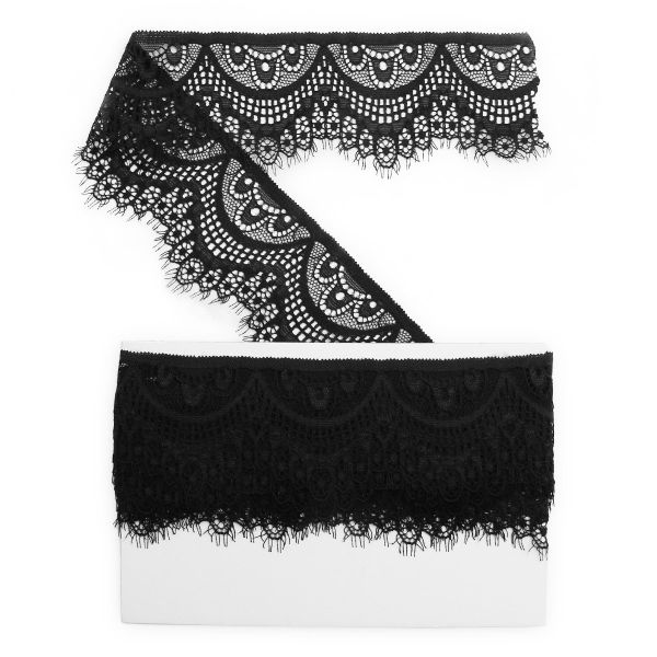 Кружево эластичное (стрейч) 60 мм / 13.71 метра, C580 черный