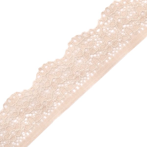 Кружево эластичное (стрейч) 25 мм / 50 метров, бежевый, К009.025