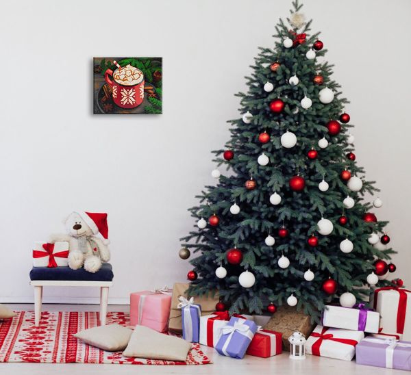 Алмазная (кристальная) мозаика Фрея ALPD-189, на подрамнике Какао с зефирками, 40х30 см