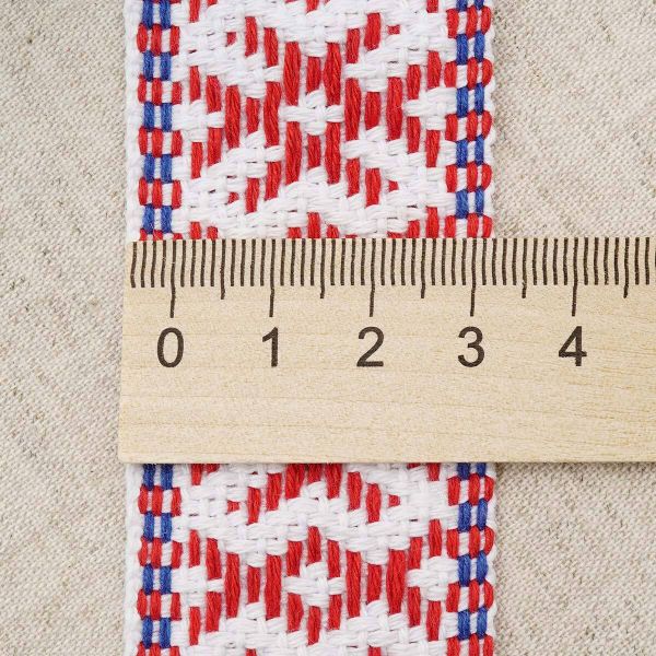 Лента для поясов 38 мм / 25 метров, рис. 9852, белый/красный/синий, С3822Г17