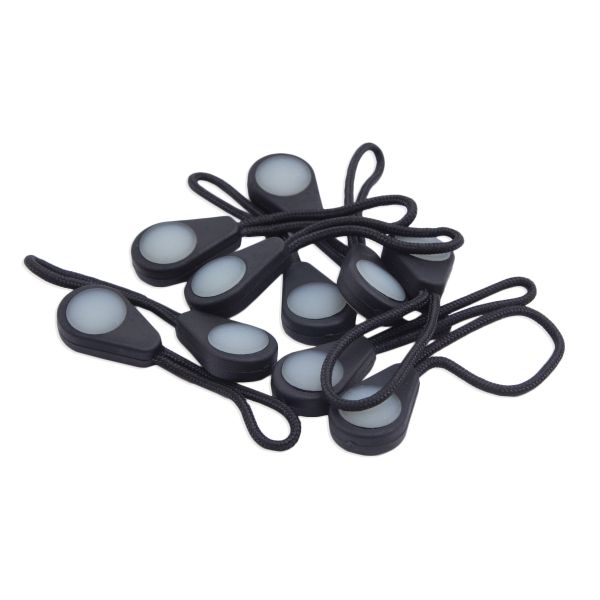 Пуллер-петля для молнии 13х41 мм, цв. черный/люминесцентный эффект: зеленый, 10 шт, (6580-0274)