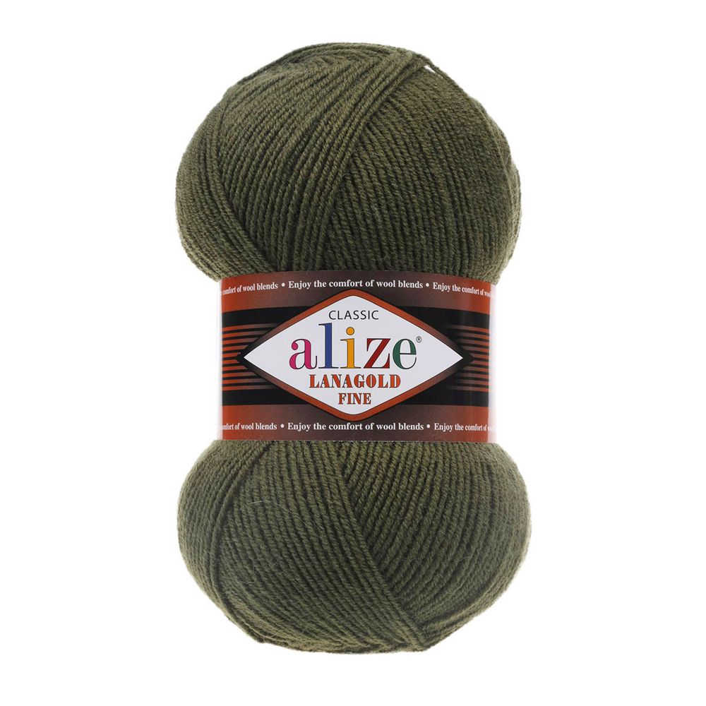 Пряжа Alize (Ализе) Lana Gold Fine / уп.5 мот. по 100 г, 390м, 029 хаки A