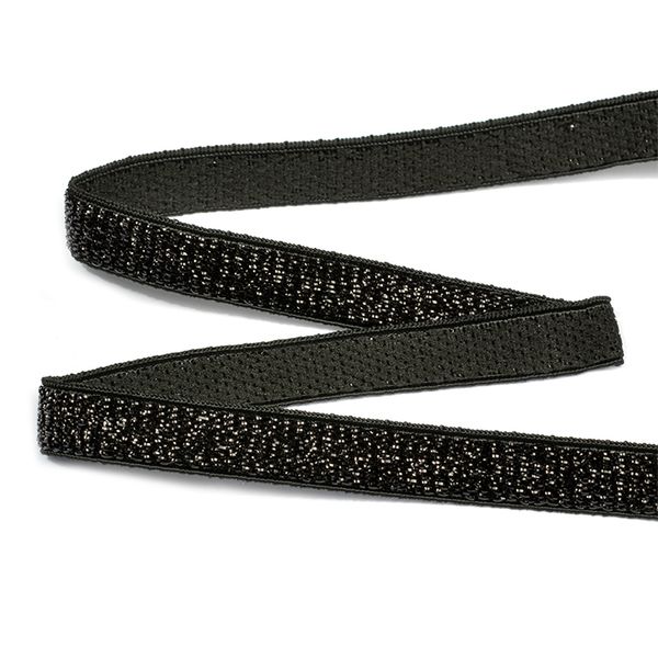 Резинка декоративная металлик 10.0 мм / 30 метров, тканая, ET.10BLBL черный/черный