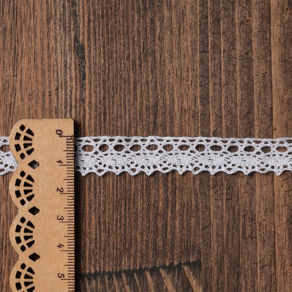 Кружево вязаное (тесьма) 13 мм / 10 метров, Тонкая нить, цв.02 белый, Kruzhevo