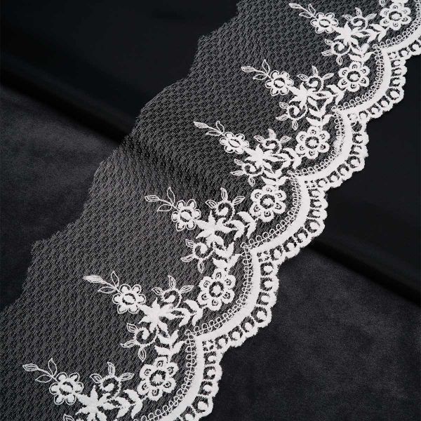 Кружево на сетке 120 мм / 3.4 метра ±4 см, белый, 3AR3502