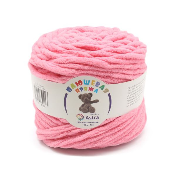Пряжа Astra Premium (Астра Премиум) Плюшевая / уп.2 мот. по 100 г, 80 м, 112 розовый