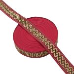 Лента (тесьма) жаккардовая 32.0 мм / 25±1 метров, рис. 9496, (2 красный/черный) С1853Г17