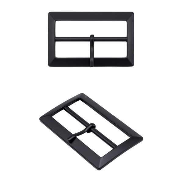 Пряжка ременная металл 50 мм, прямоугольная, матовый черный, MB-155