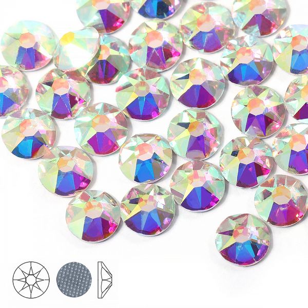 Стразы термоклеевые Xirius 8+8 граней SS10 (2,7-2,9 мм) арт.HF10-2 цв.Crystal AB, уп.1440 шт