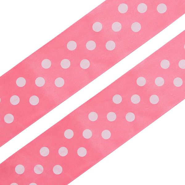 Лента атласная в горошек 45.0 мм / 3 метра, розовый, Globus