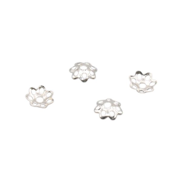 Шапочка для бусин, 6 мм, 30 шт в упак, серебро