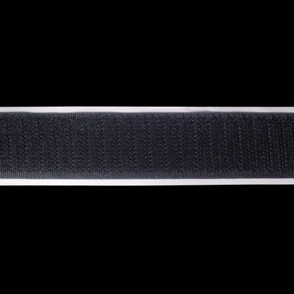 Лента контактная липучка (велкро) клеевая 25 мм / 25 метров, черный, КРЮЧОК, качество "A"