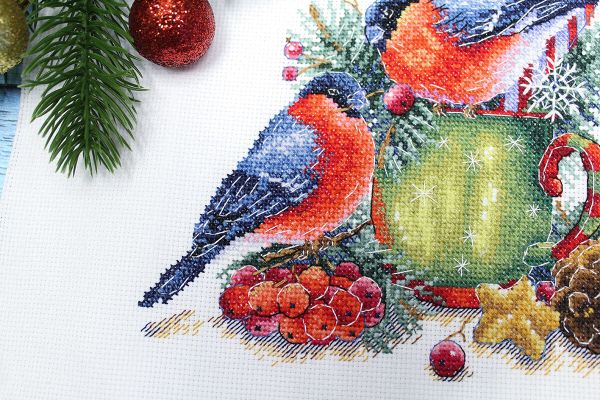 Набор для вышивания нитками МП Студия, Зимние беседы, 19х19 см