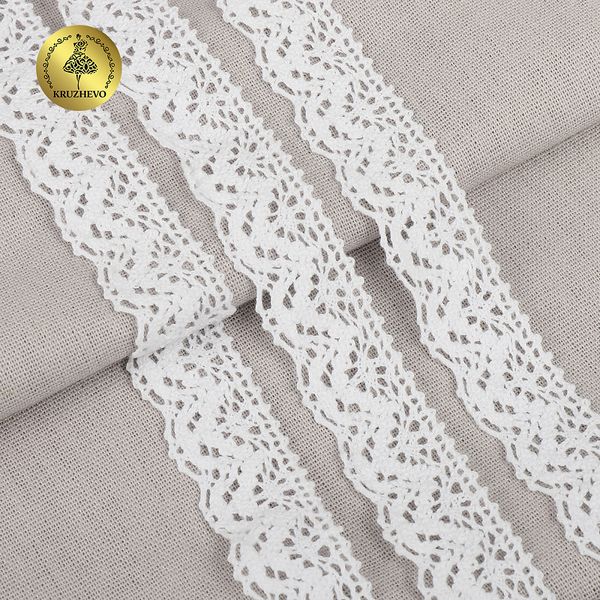 Кружево вязаное (тесьма) 19 мм / 10 метров, 5816 Тонкая нить цв.02 белый, Kruzhevo