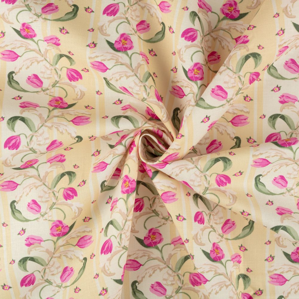 Ткань для пэчворка Peppy Весенний этюд, рулон 112 см / 5 метров, ВЭ-04 Панель желтый, Peppy