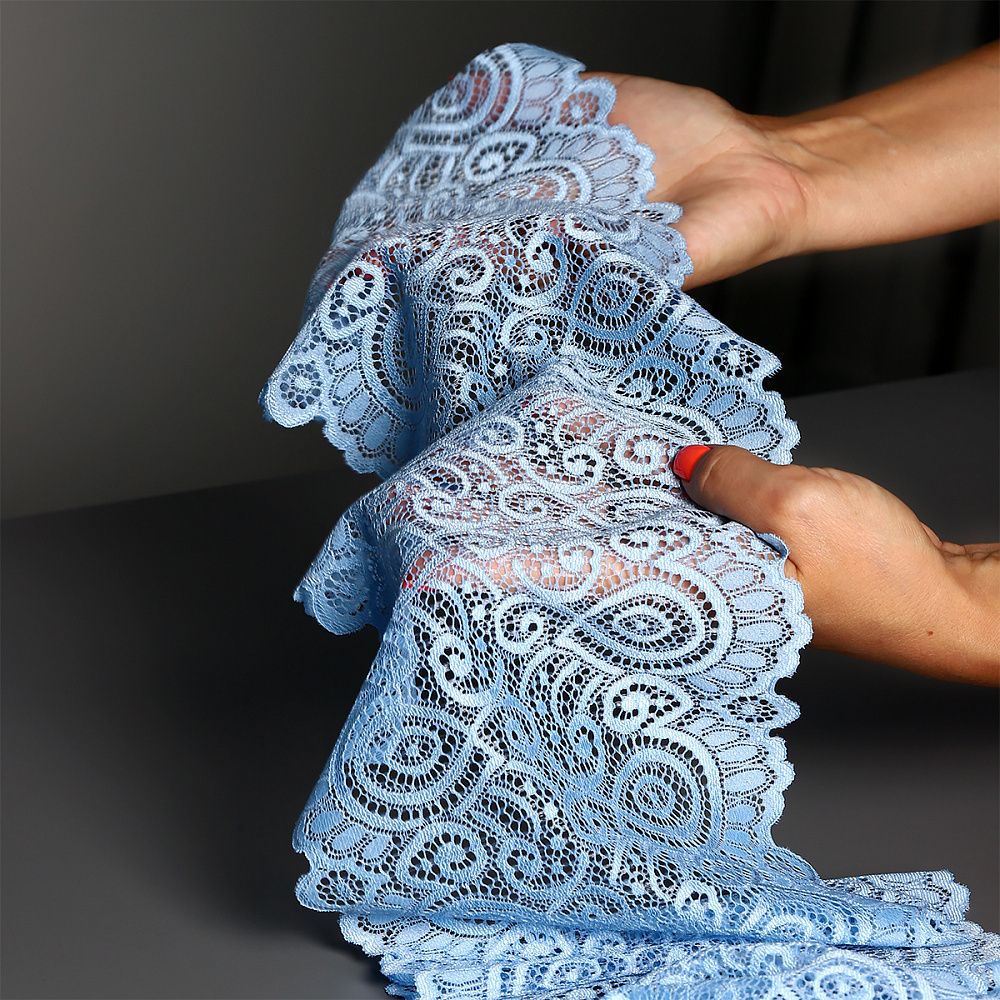 Кружево бельевое эластичное 180 мм / 3 м, TBY.L1351, цв.L3090 голубой, Kruzhevo