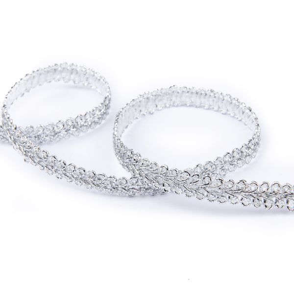 Тесьма металлизированная Шанель GSH-10 8.5-10 мм, 33 м, серебро, Gamma