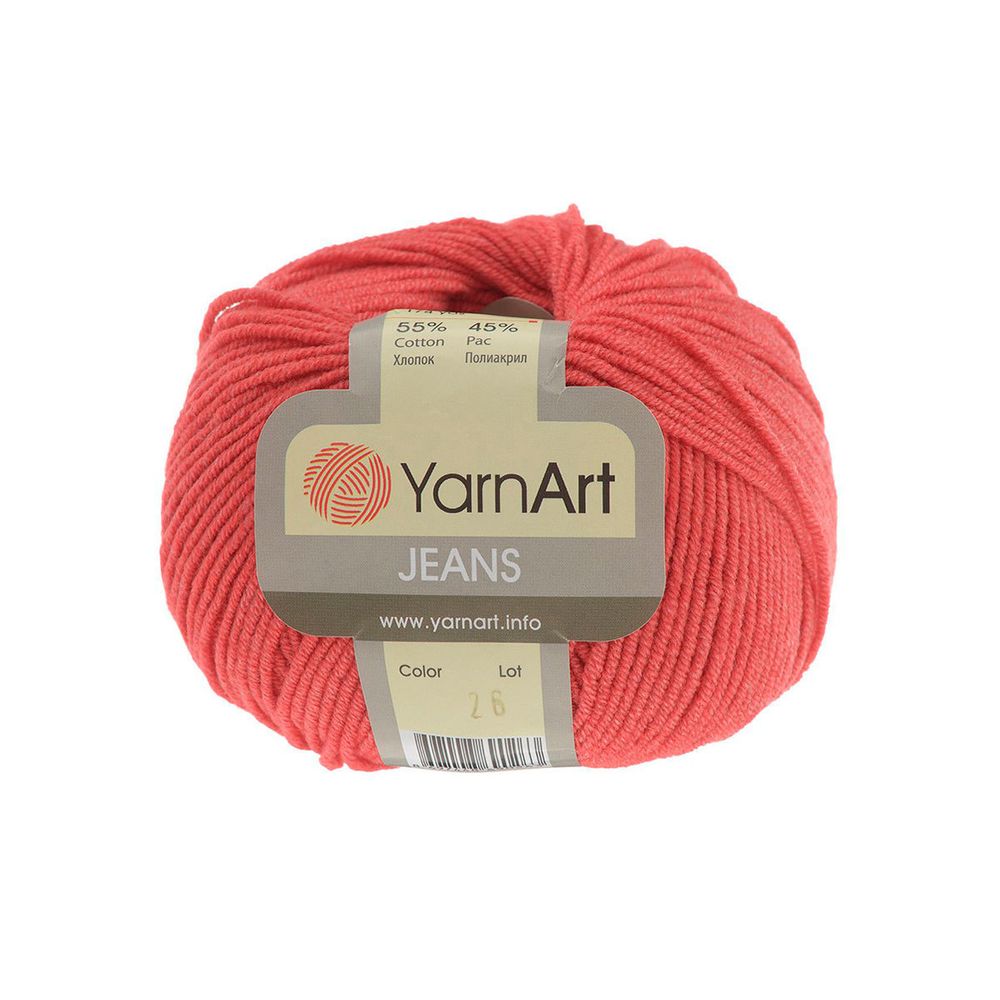 Пряжа YarnArt (ЯрнАрт) Jeans / уп.10 мот. по 50 г, 160м, 26 коралл