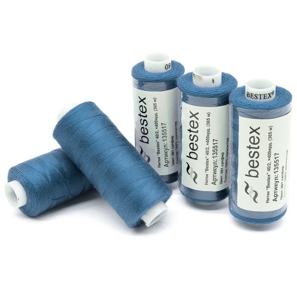 Нитки швейные бытовые Bestex 40/2, 365 м (400 ярд) / 10 кат., 091 сапфир