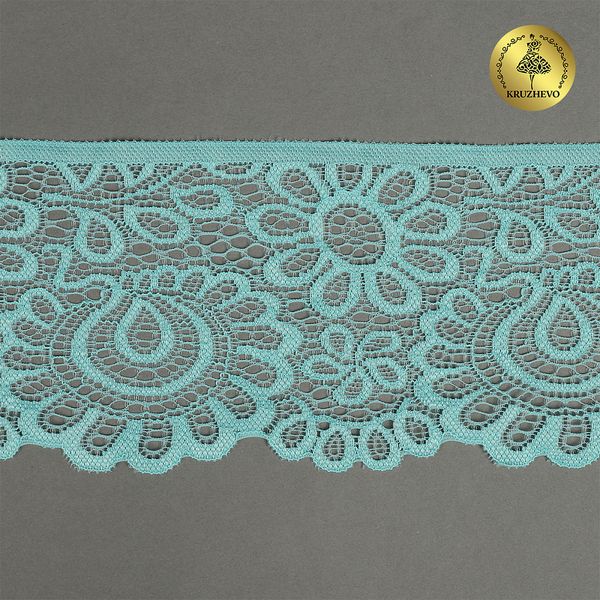 Кружево эластичное (стрейч) 90 мм, TBY.YSTL00839.N, L422 тиффани, 3м, Kruzhevo