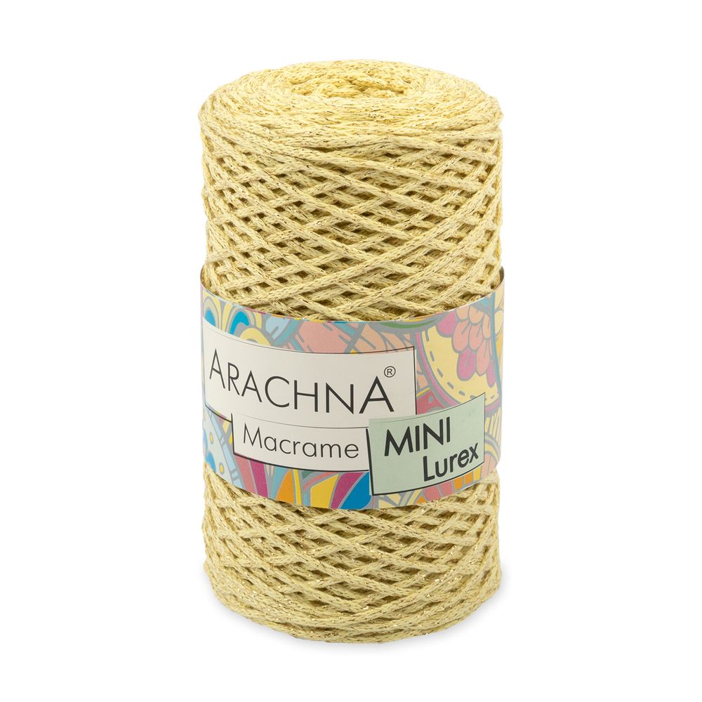 Пряжа Arachna Macrame Mini Lurex / уп.4 мот. по 250г, 200 м, 124 св.желтый-золото