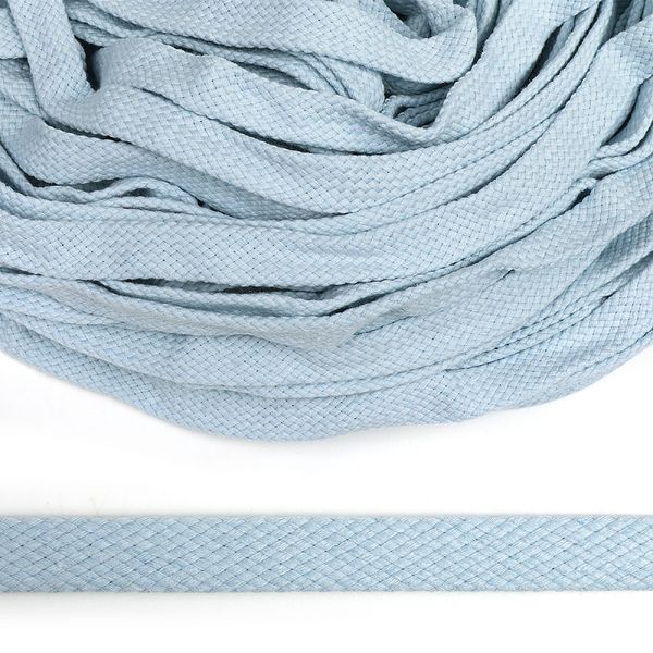 Шнур плоский х/б ⌀15.0 мм, турецкое плетение цв.117 св.голубой уп.50 м
