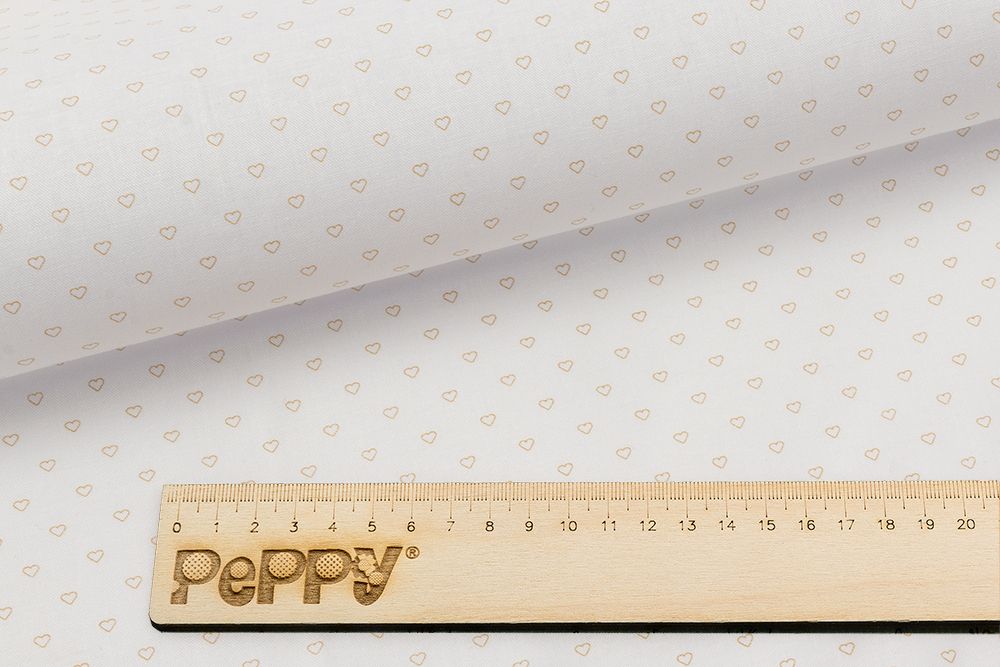 Ткань для пэчворка Peppy Бабушкин сундучок, отрез 50х55 см, 140 г/м², БС-37 сердечки белый, Peppy