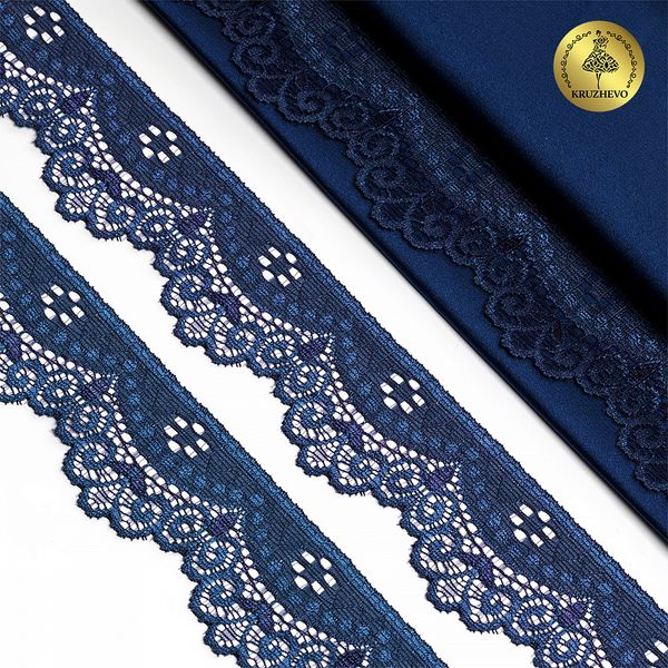 Кружево эластичное (стрейч) 35 мм, 1809, цв.S058 синий сапфир уп.50м, Kruzhevo