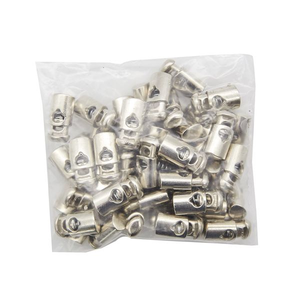 Фиксатор (зажим) для шнура пластик 1 отв., ⌀5.5 мм, 21х11 мм, цилиндр, под металл (никель), 200 шт