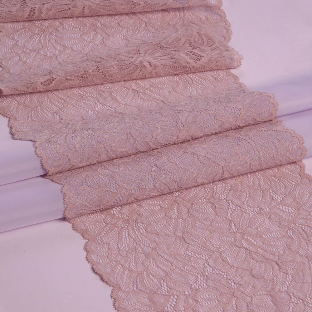 Кружево бельевое эластичное 240 мм / 13.72 м, цв. C344 пудровый