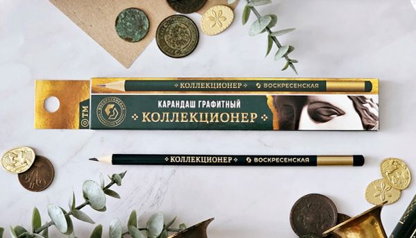 Карандаш чернографитный заточенный ТМ (HB), 4 шт, коллекционер, ВКФ SUV-034